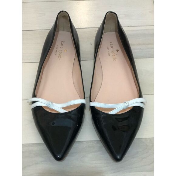 Kate Spade New York Women's Delilah Point Toe Patent Leather Flats Black Size 8M - Picture 1 of 6